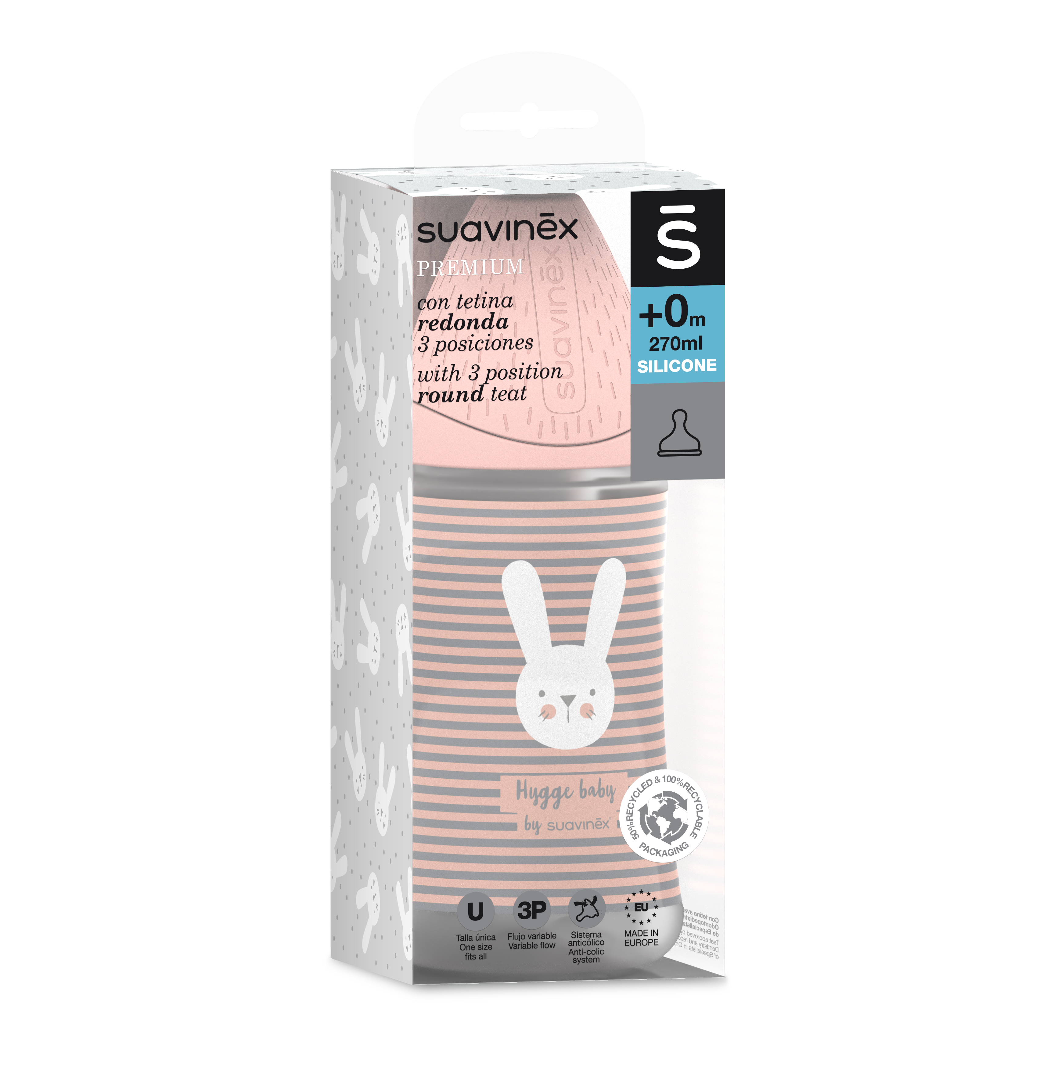 PREMIUM FĽAŠA 270 ml 3P HYGGE PRÚŽKY - RUŽOVÁ